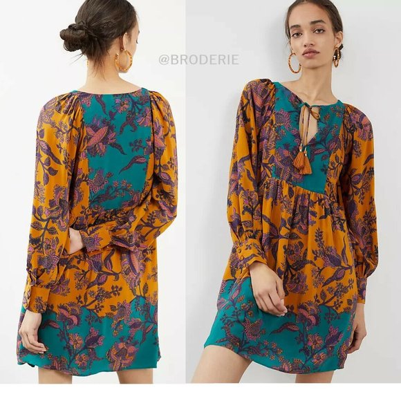 Anthropologie Romantic 100% Silk Tunic Dress size S new with tag nwt - Picture 1 of 9